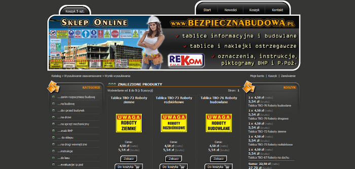 Bezpieczna budowa - zapraszamy do naszego sklepu internetowego z pełna ofertą oznaczeń budowlanych, informacyjnych, ostrzegawczych, BHP, ppoż. i innych naszych wyrobów